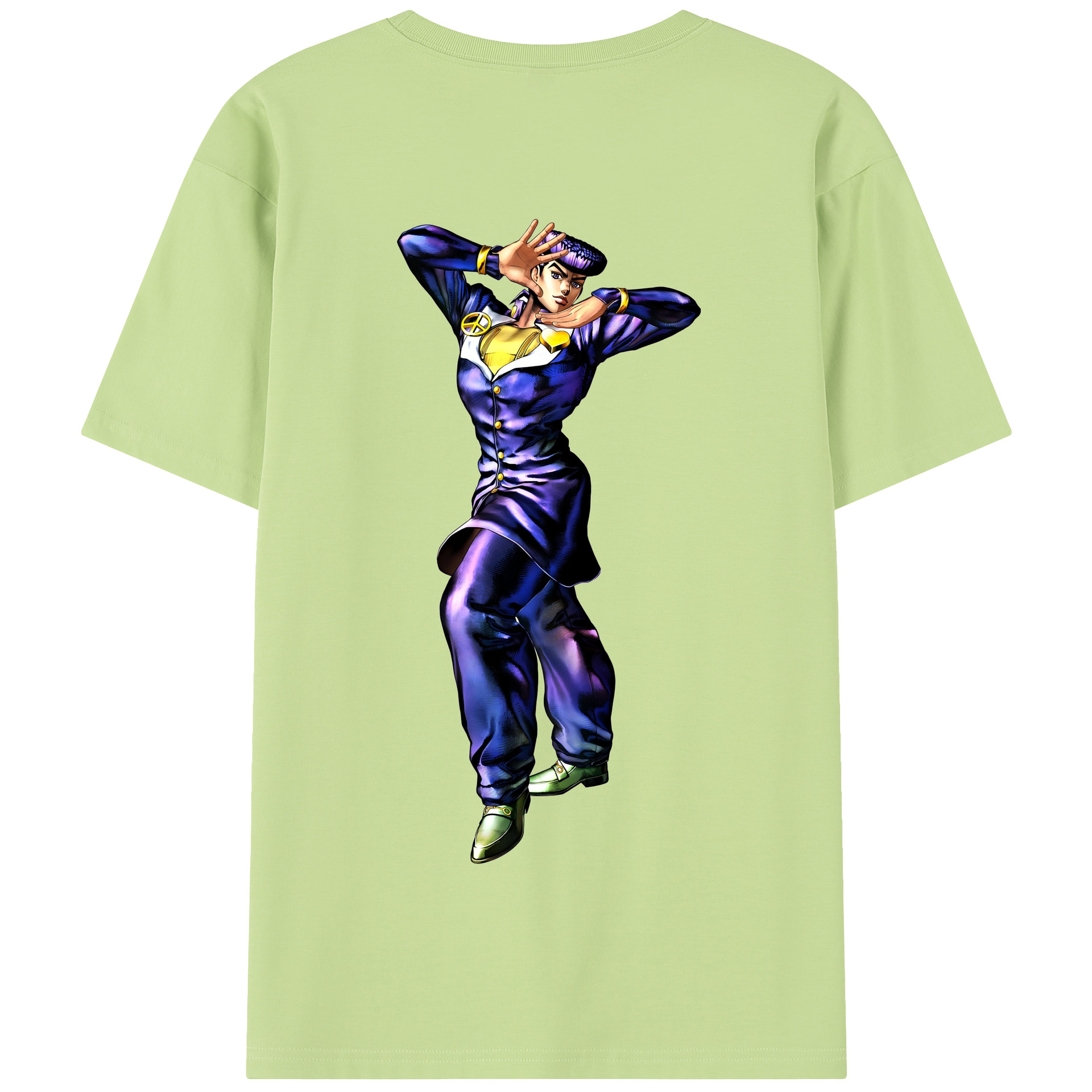 （画像用） ジョジョの奇妙な冒険 ひがしかた じょうすけ JoJo's Bizarre Adventure Higashikata Josuke 綿100％半袖Tシャツ（背面プリント）